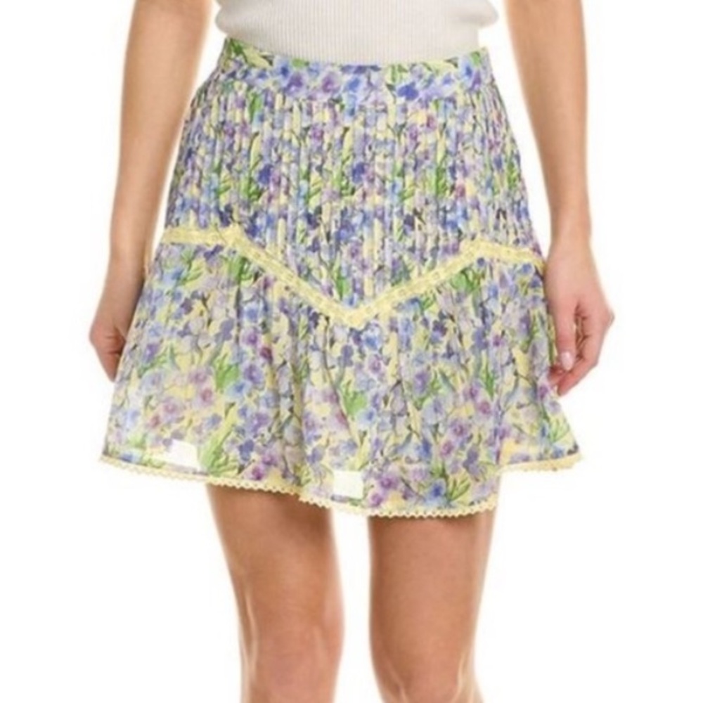 NWT Allison New York Anna High Waisted Mini Skirt in Purple/Yellow Floral